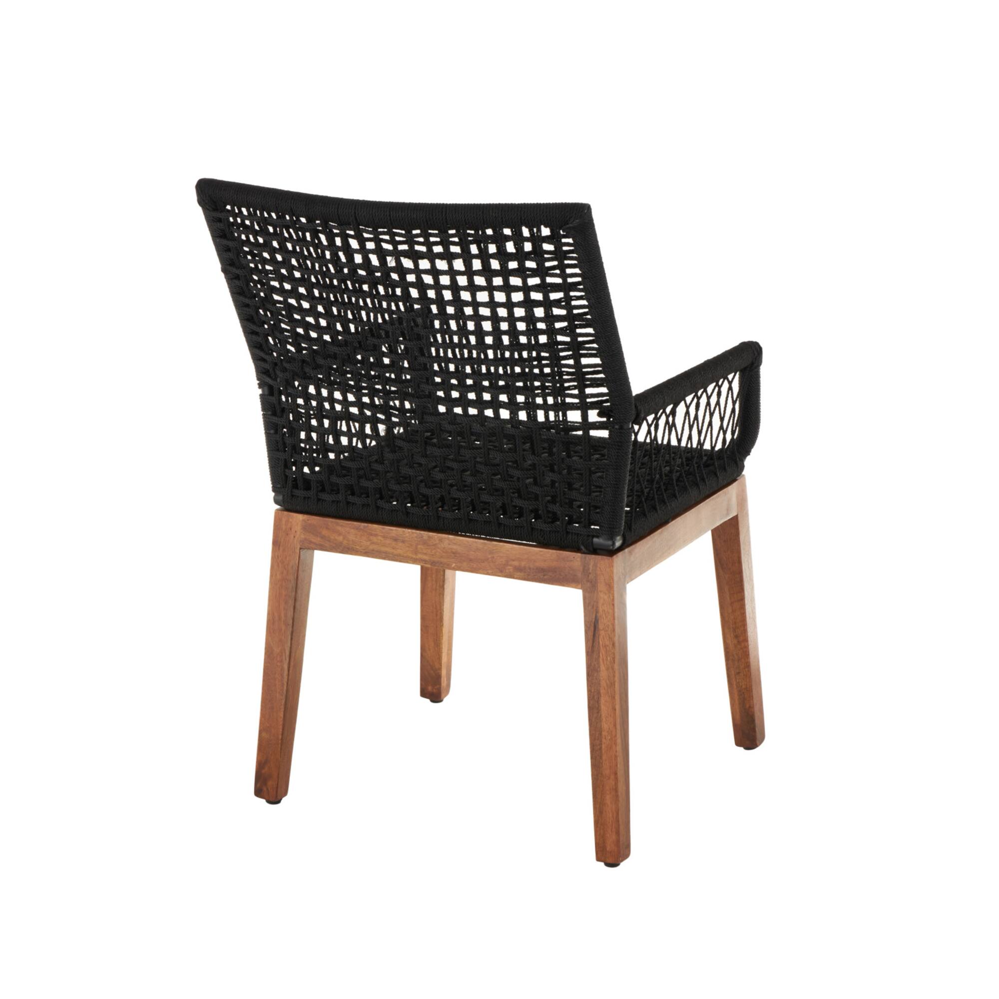 24" x 37" Black Jute Rope Handmade Woven Living Room Accent Chair
